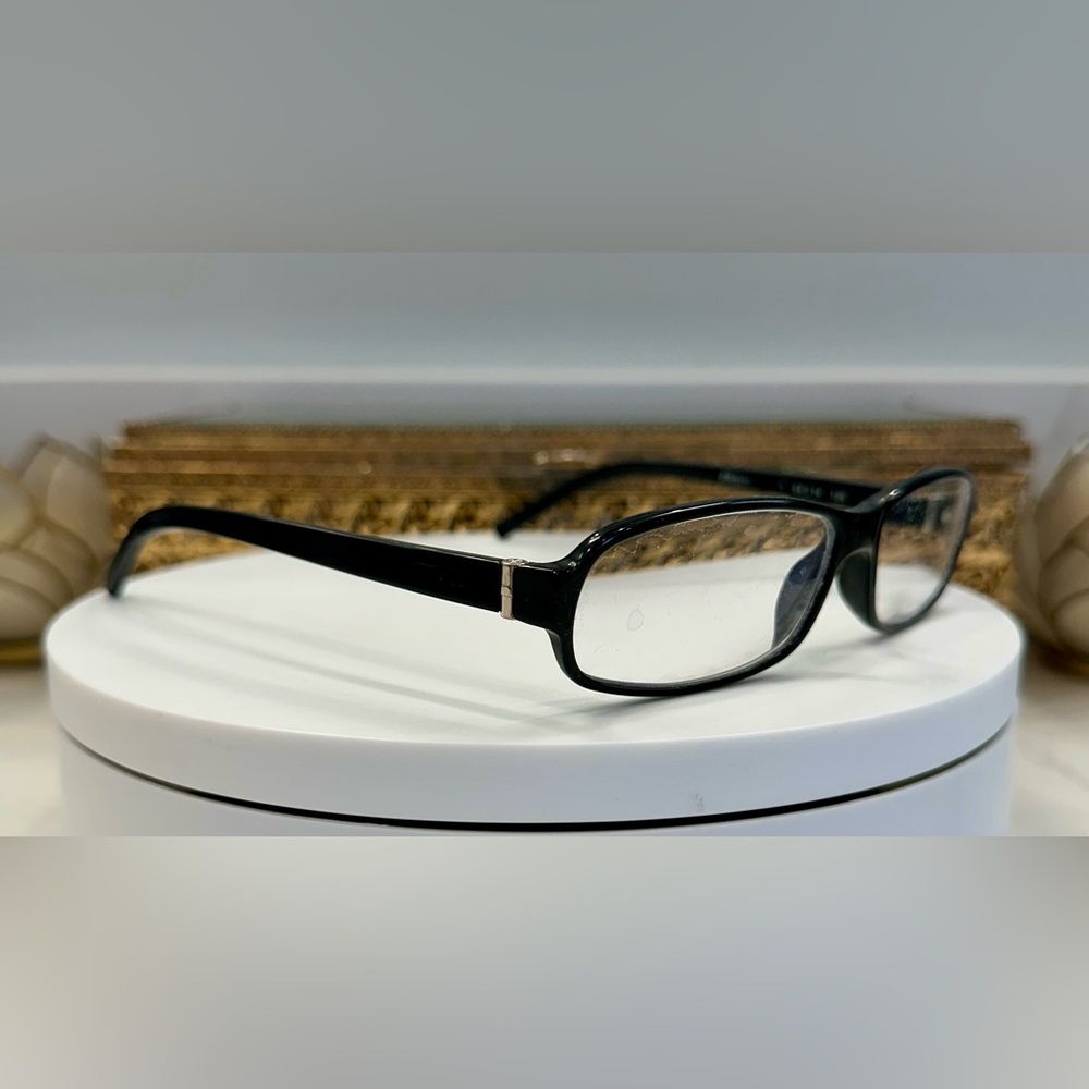 Ferrari - FR5018, Black/Silver Rectangular Rx Eyeglass Frames, EUC Made in Italy